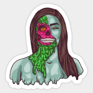 melting zombie face Sticker